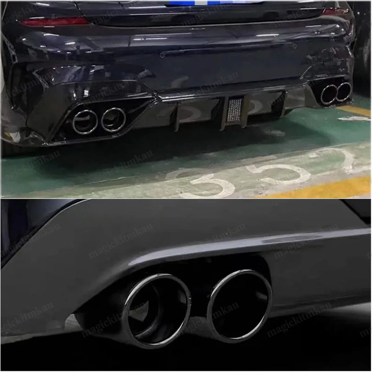 For BMW 3 Series G20 G21 G28 330i M340i Exhaust Tips Tailpipes Rear Diffuser Lip Dual Outlet M Performance Muffler Tip Nozzle
