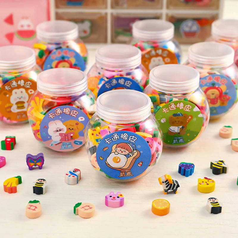 Gommes en caoutchouc mignonnes, gommes à crayon créatives, gommes à crayons animaux et fruits, fournitures de bureau mignonnes pour enfants et étudiants, mini gommes Kawaii, 50 pièces