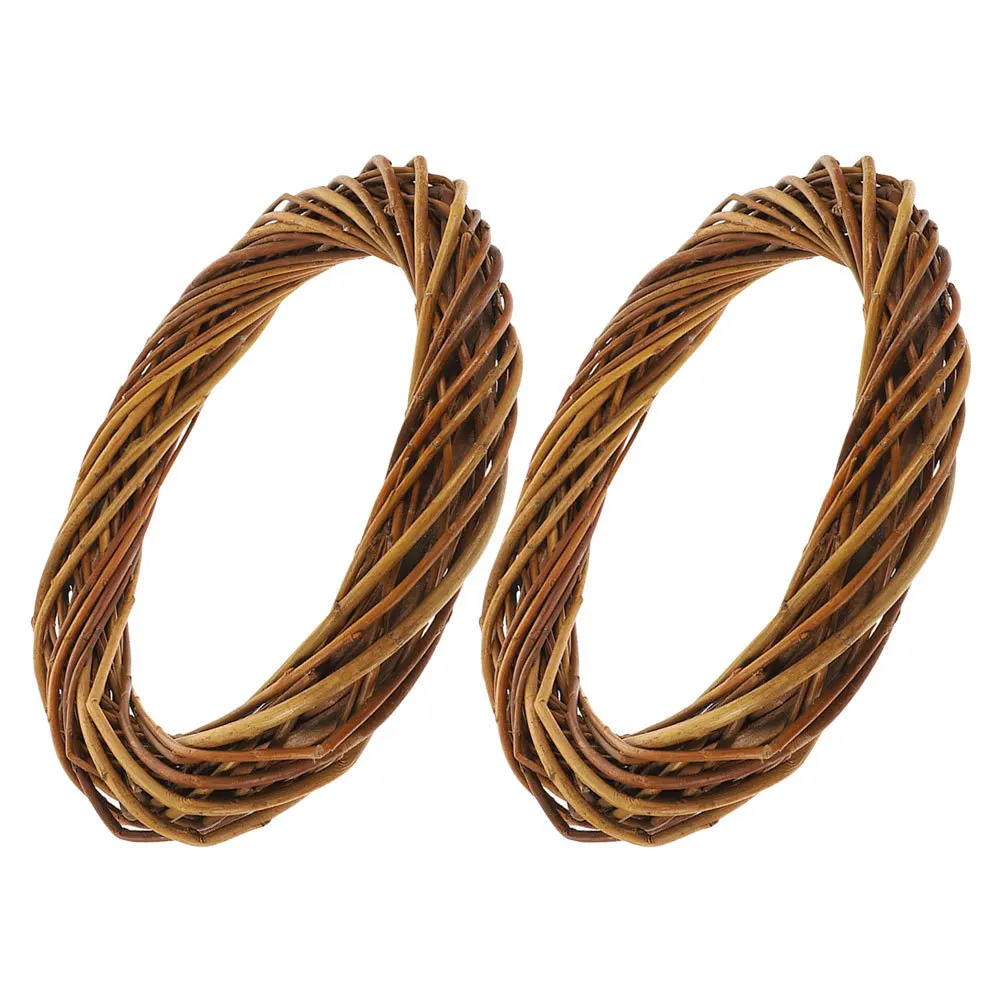 

2pcs Wicker Wreaths 20Cm Round Natural Rattan Craft Rings For Diy Christmas Wedding Decor Small Wreaths Cabinet Door Wall