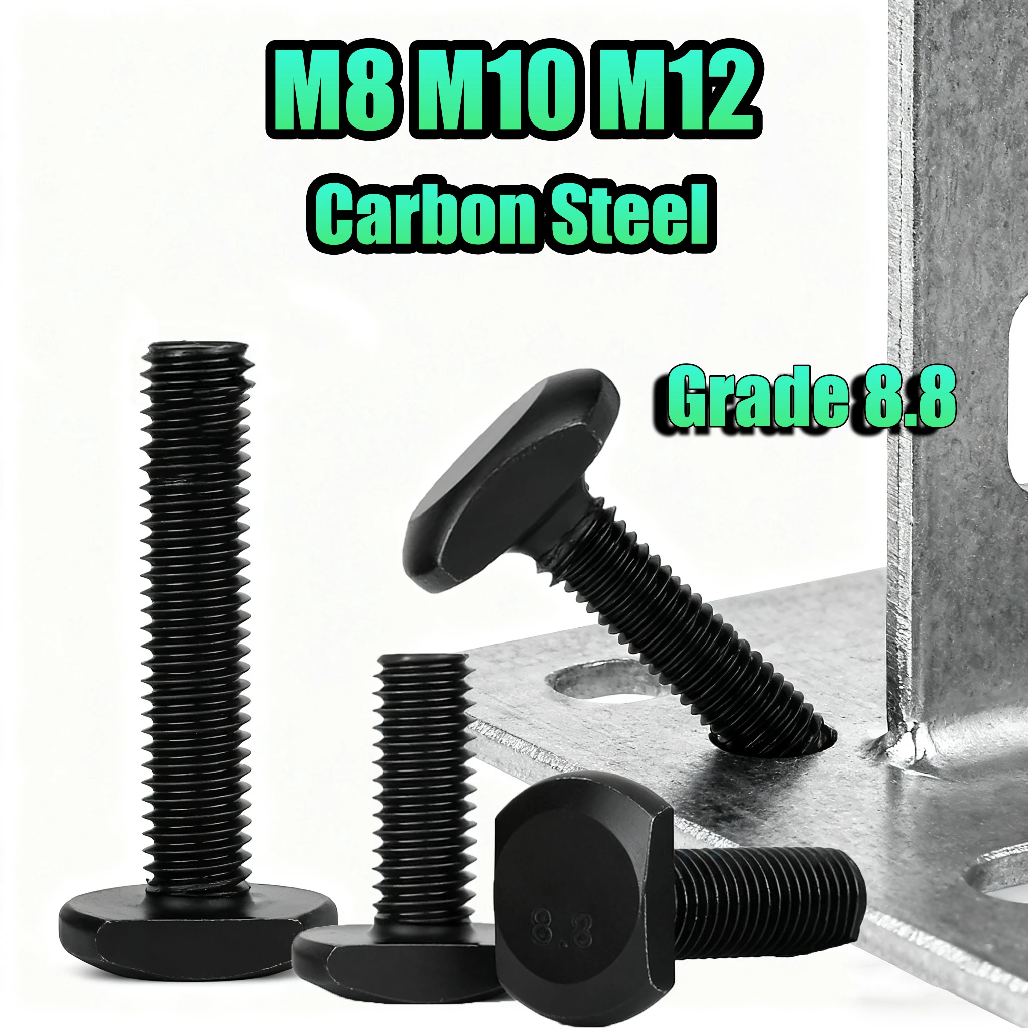 Beicai M8 M10 M12 Grade 8.8 Steel T-screws High Strength T-bolt Rectangle Hammer Bolts For T-slot Chute Rail Track Fastener