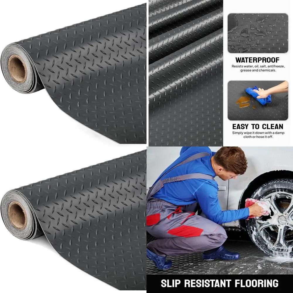 

Толстый ПВХ-коврик с ромбовидным рисунком для гаража, 5x10 футов, для легковых автомобилей, внедорожников, гольф-каров и спортивных автомобилей