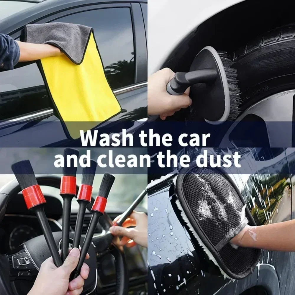 Car Cleaning Set Car Detailing Brush Towel Glove Auto Dashboard Air Outlet Cleaning Tools Kits for Car Wash Accessories