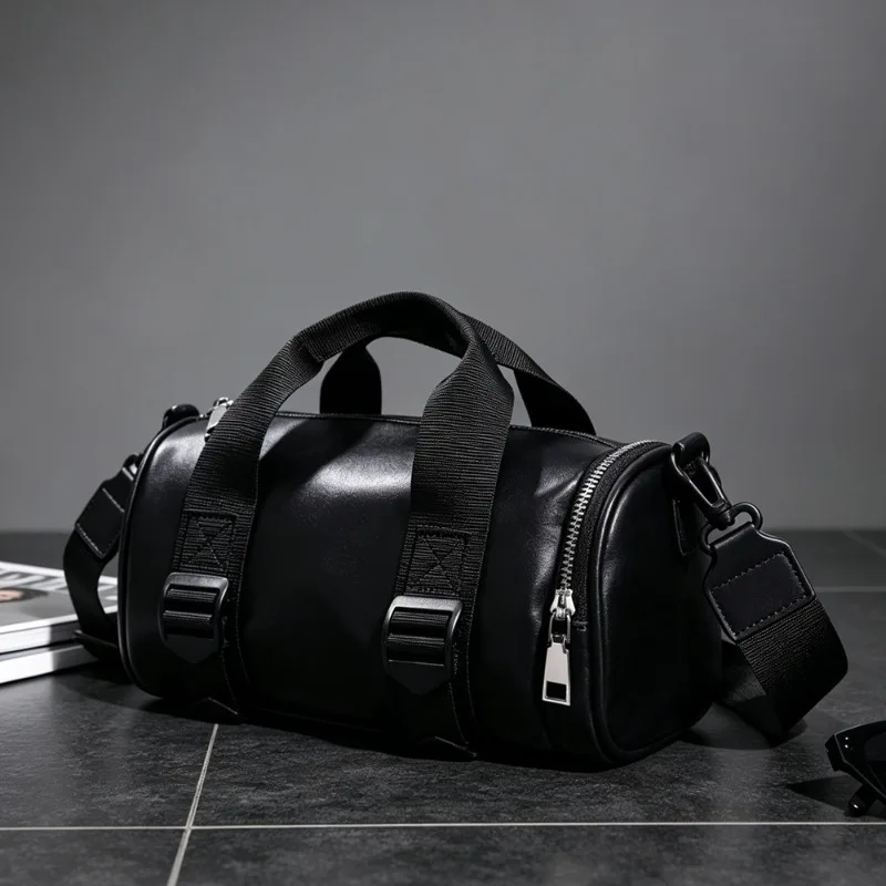 New Fashion Crossbody Bag Men Luxury Leather Shoulder Bags Men Women Bowling Crossbody Bags Unisex Barrel-Shaped Sling Handbags