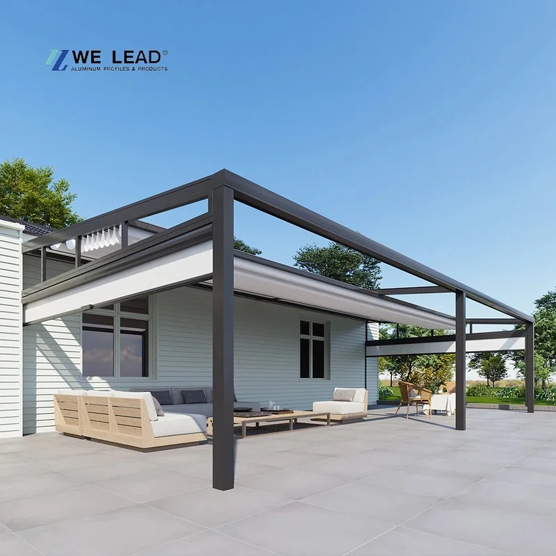 Shading  Motorized Retractable Terrace Sliding  Retractable Roof Outdoor Practical Awning