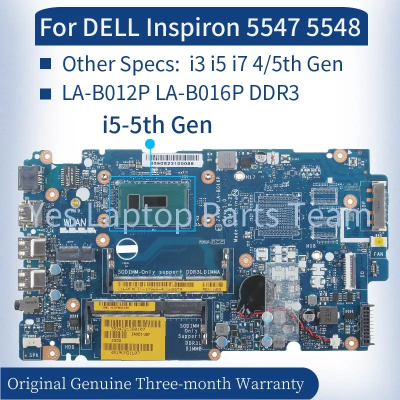 

LA-B016P LA-B012P For DELL Inspiron p39f 5548 5547 5447 5542 Laptop Mainboard i3 i5 i7 006M0K 0FMCTC 09P5MC Notebook Motherboard