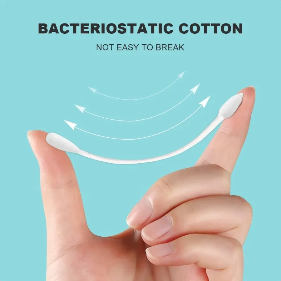 Individually Wrapped Double Tipped Cotton Swabs Travel Size Pointed Round Tip For Ear Makeup Cleaning 200 Count