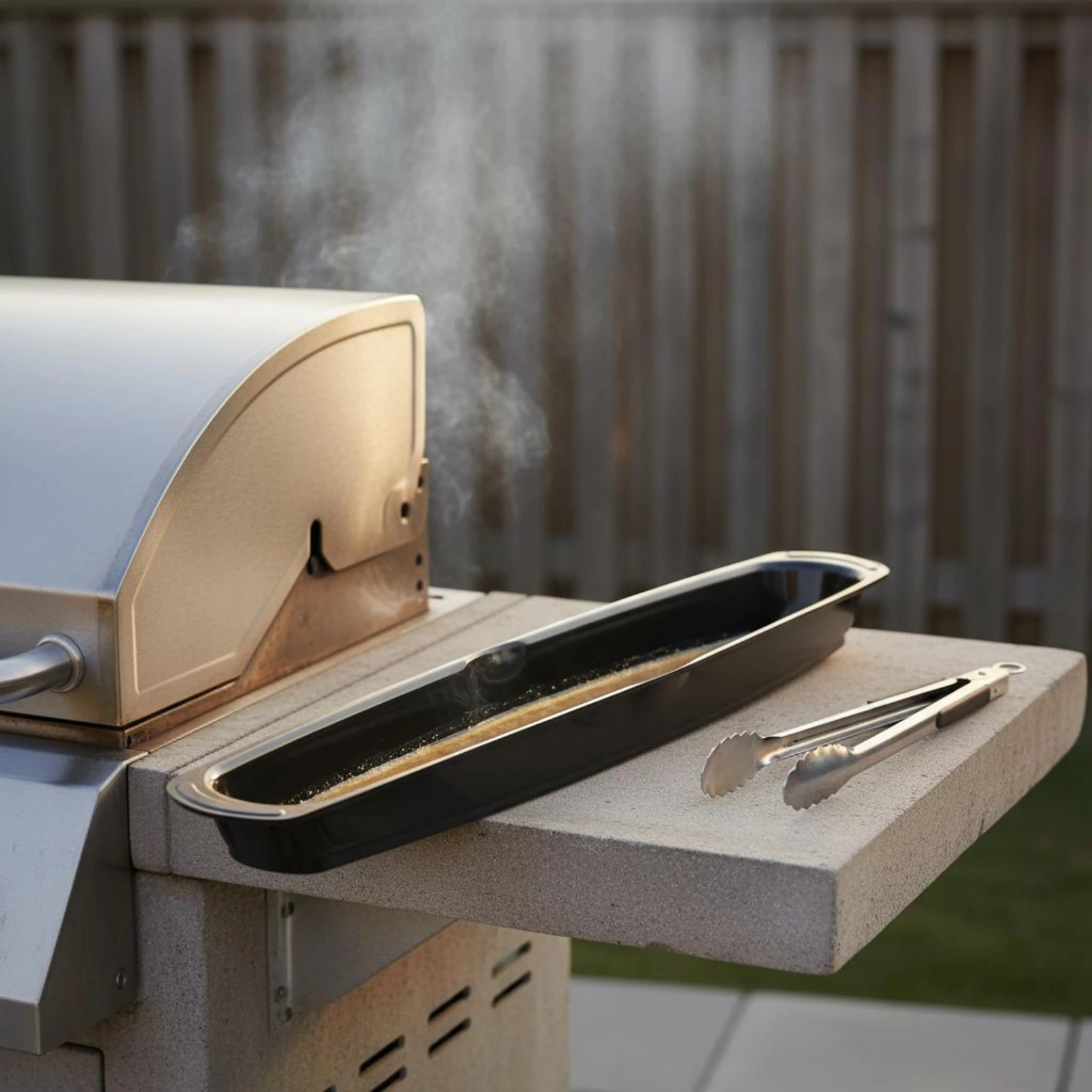 Grill Drain Tray Raised Edge Grill Grease Tray Drain Pan Replacement Easy to Clean Heat Resistant