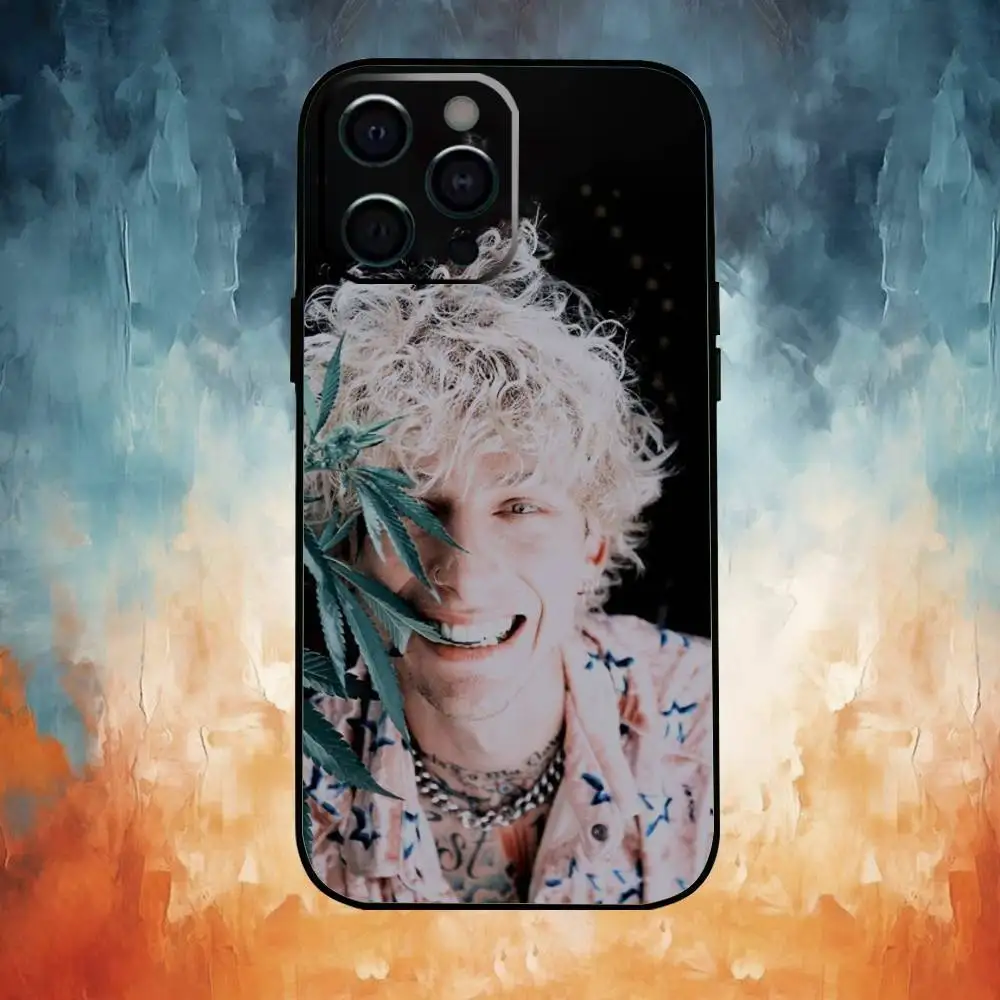 เคสโทรศัพท์ M-Machine Gun K-Kelly MGK สำหรับ iPhone17,16,15,14,13,12,11 Plus,Pro Max แบบนิ่ม สีดำ