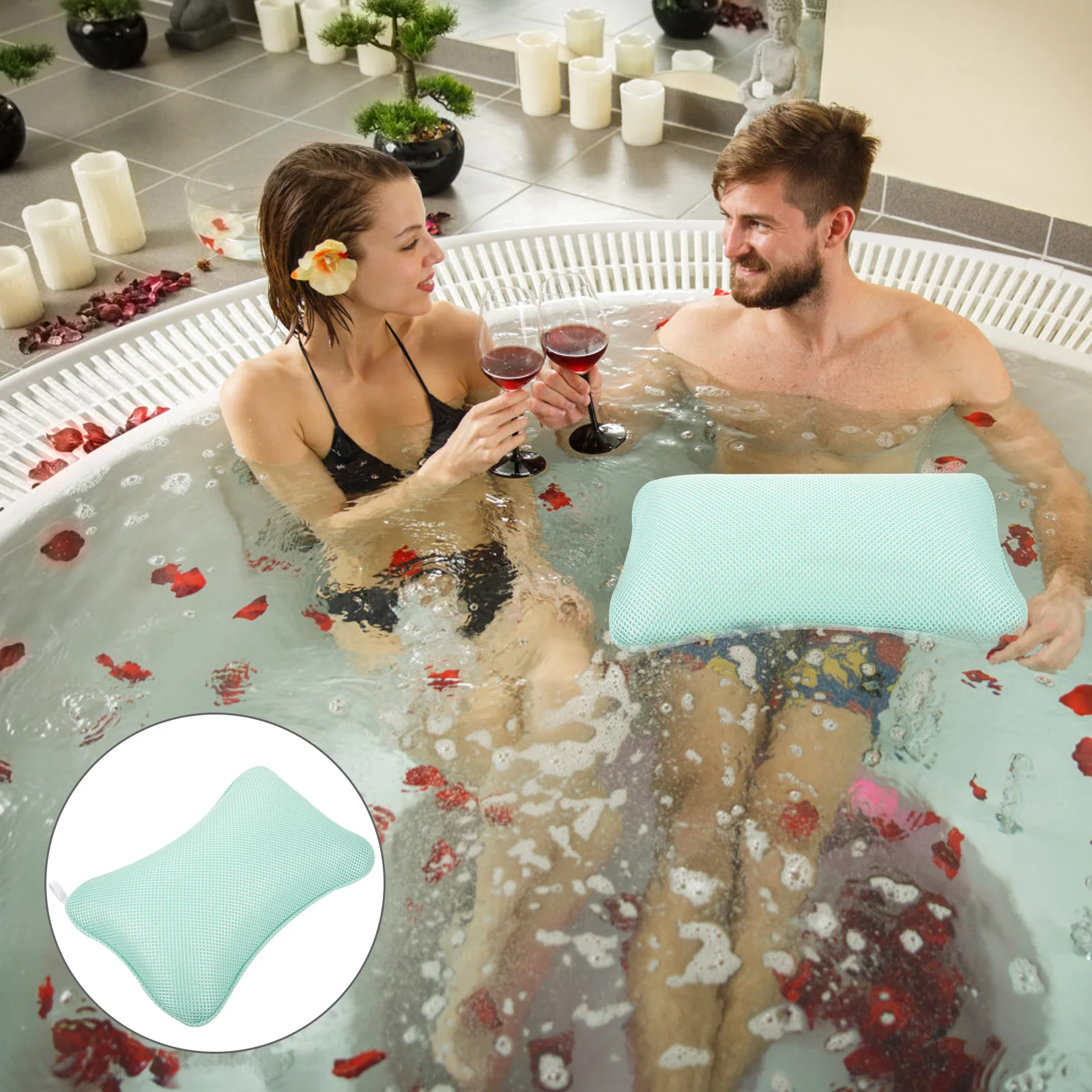 

Silicone Suction Cup Bathtub Pillow for Soaking Tub Headrest Cushion Durable Breathable Comfortable Bathing Experience Gift