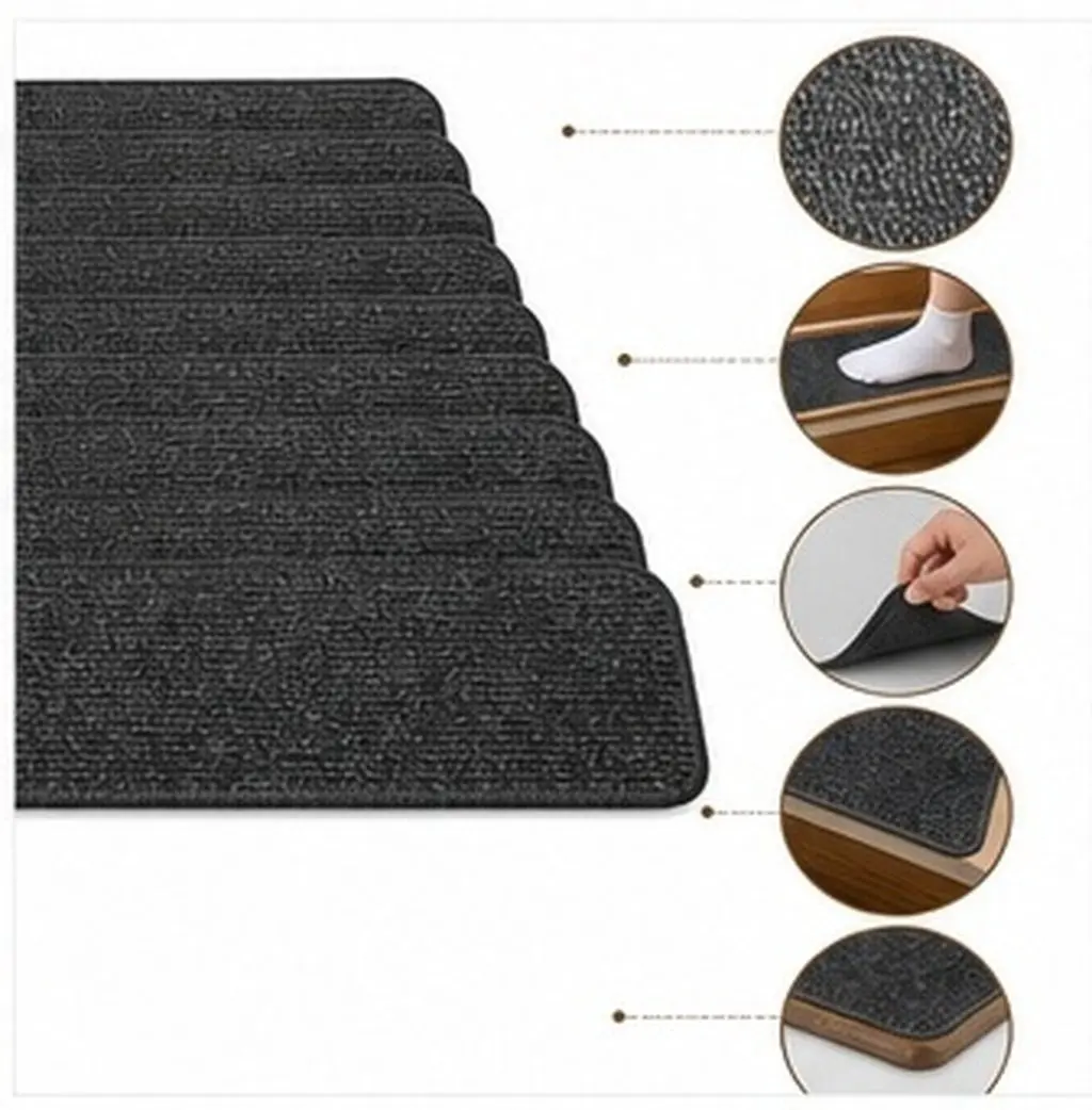 15Pcs Carpet Stair Treads Non Slip Wear Resistant Stair Runner Rug Strips for Wooden Stairs Household Safety Carpet for Stairs