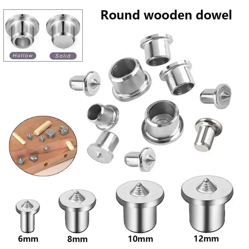 4/8pcs Dowel Centre Point Positioning Carpentry Dowel Tips Round Log Pin Locator Wooden Pin Center Punching Access 6/8/10/12mm