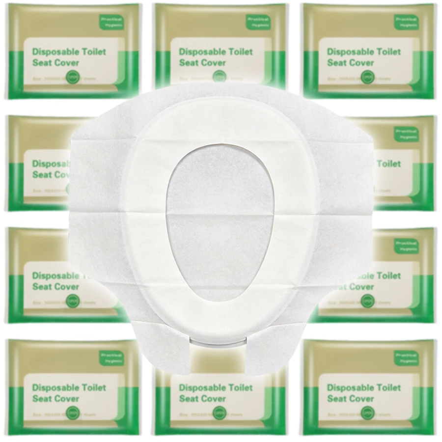 10Pack (100pcs) Disposable Water-Soluble Toilet Seat Covers, Individually Wrapped Sanitary Pads Travel Bathroom Hygiene Supplies