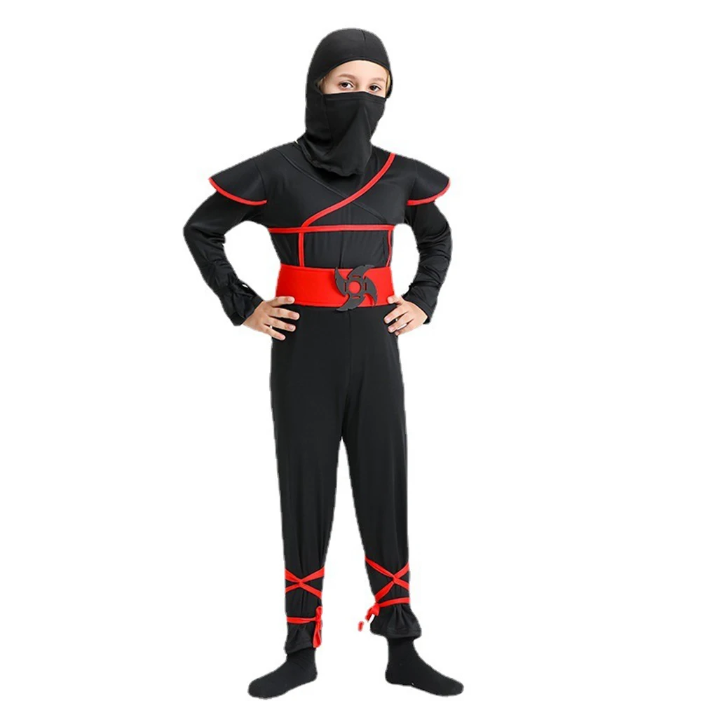 Halloween Jungen Mädchen Ninja Cosplay Kostüm für Kinder Anime Samurai Kostüm Kung Fu Dragon Ninja Overall mit Waffe Outfit Party