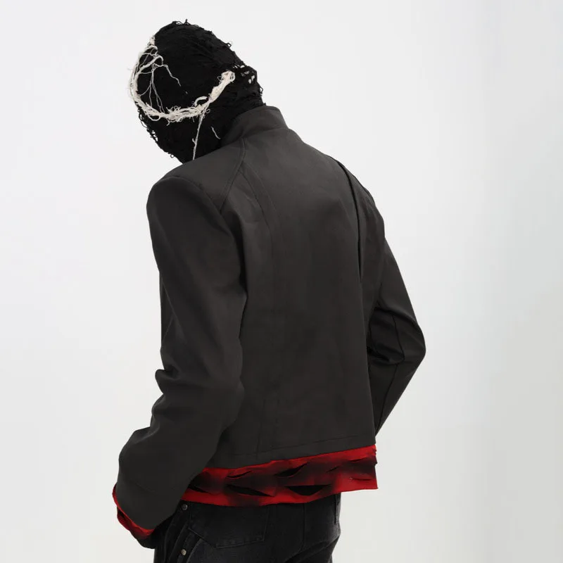 HKSH Spring Autumn New Men Dark Punk Deconstructed Patchwork Fake Two-Piece Zipper Moto Biker Ins PU Leather Jacket Coat HK14323