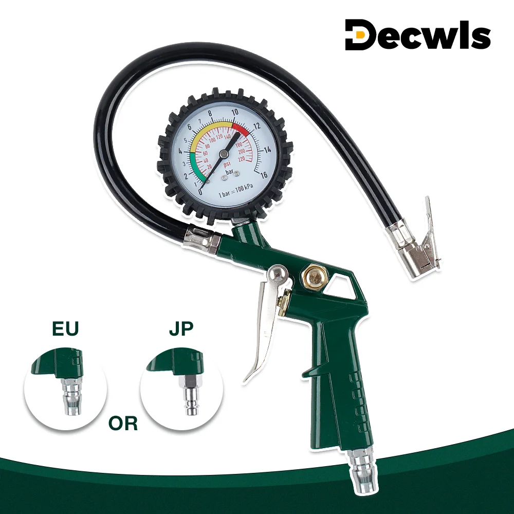 

0-220Psi/0-16Bar Car Tire Pressure Gun Tire Pressure Monitoring Gauge Aluminum Alloy Gun Body For Motorcycle/SUV Car Repair Tool