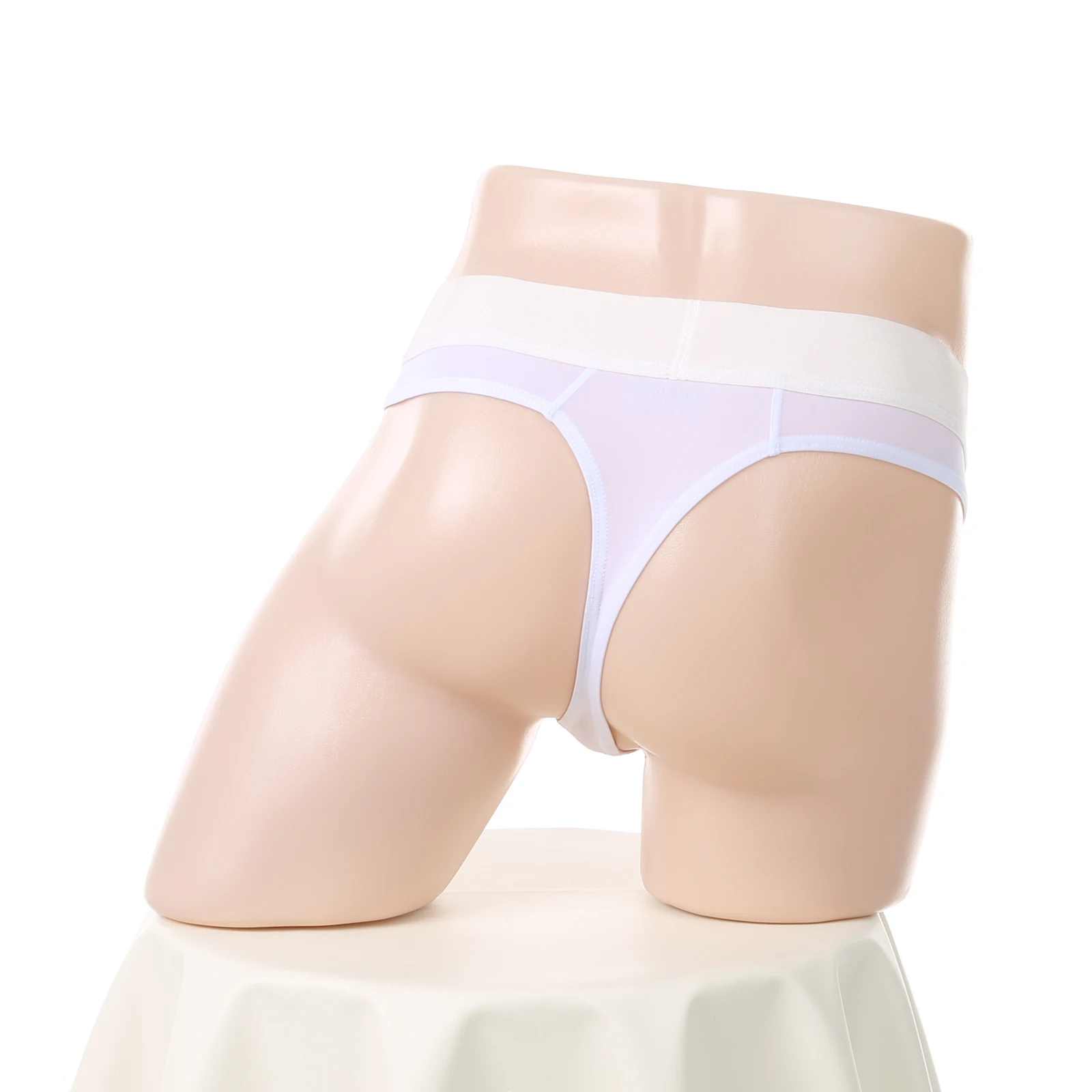 

Men's Ice Silk Thong Elastic Sexy Comfortable Underwear See Through Breathable Solid Color Wide Waistband Underpants