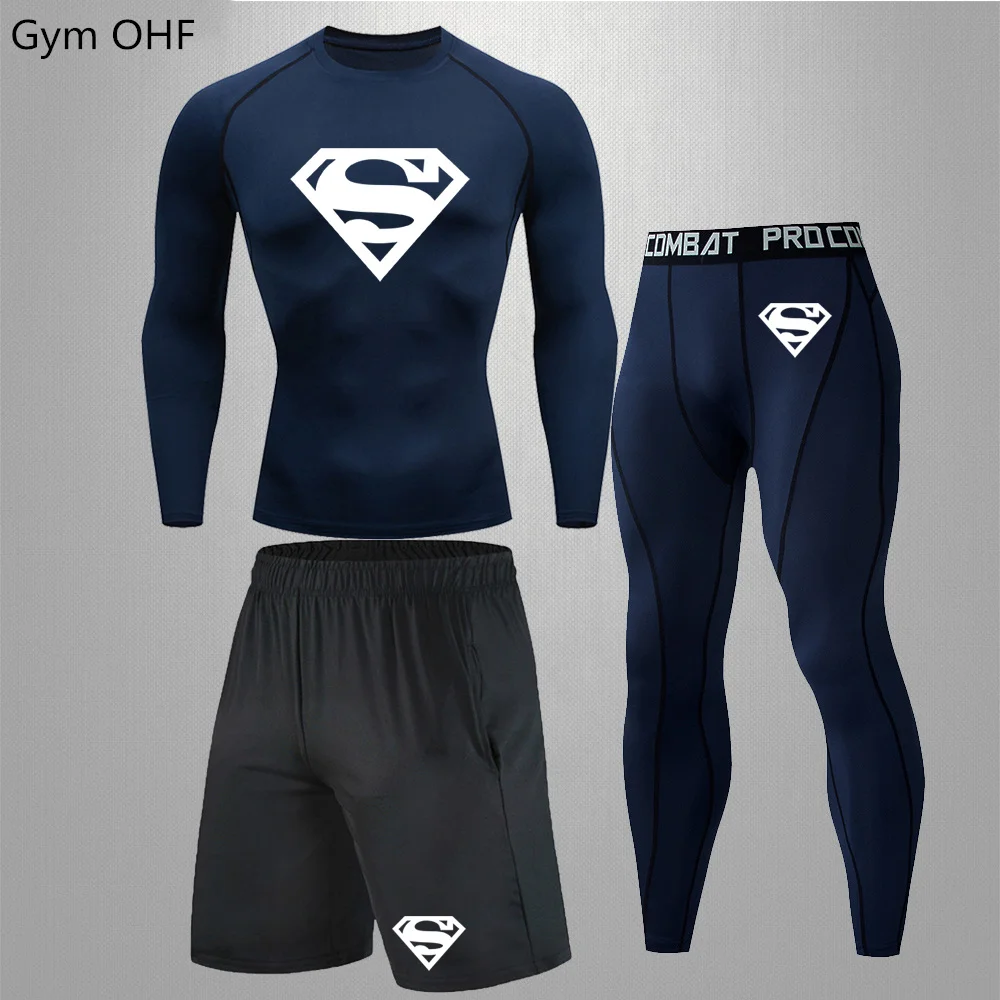 3pcs Men's Compression Sportswear Suit MMA Fitness Clothing Tracksuit Pants Sporting GYM Sports Yoga Sets Workout Jogging Suit