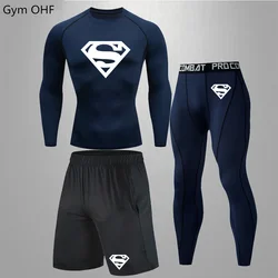 3pcs Men's Compression Sportswear Suit MMA Fitness Clothing Tracksuit Pants Sporting GYM Sports Yoga Sets Workout Jogging Suit