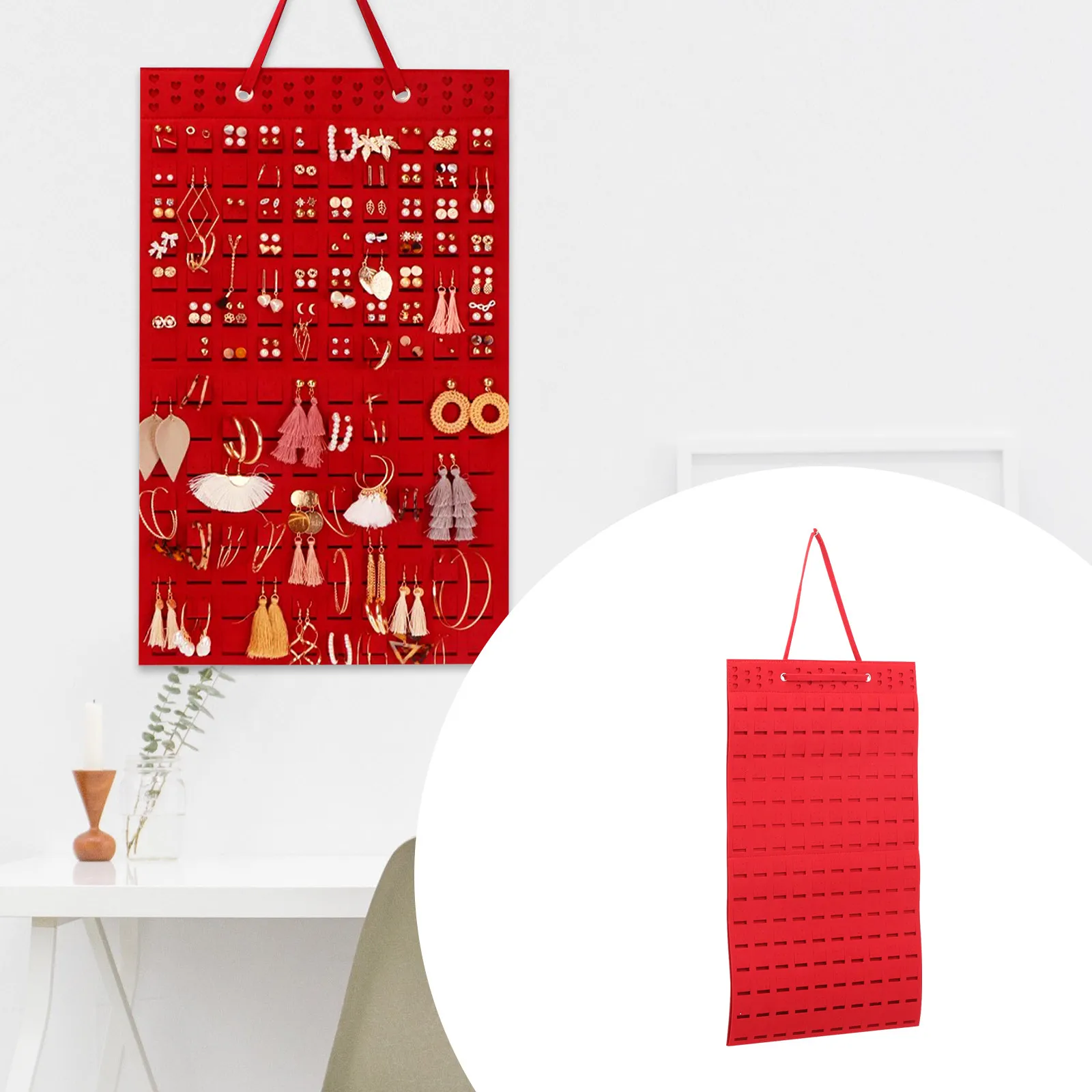 

Сумка для хранения сережек, войлочный подвесной органайзер для украшений, настенный держатель для ожерелий, браслетов, сережек, украшение для дома