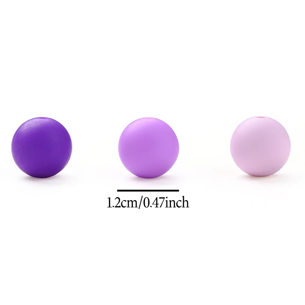 Conjunto de contas de silicone multicoloridas, 60 peças, 12mm, faça você mesmo, controlador de chupeta, clipe de chupeta, brinquedo de mastigar, artesanato para bebês, sem bpa