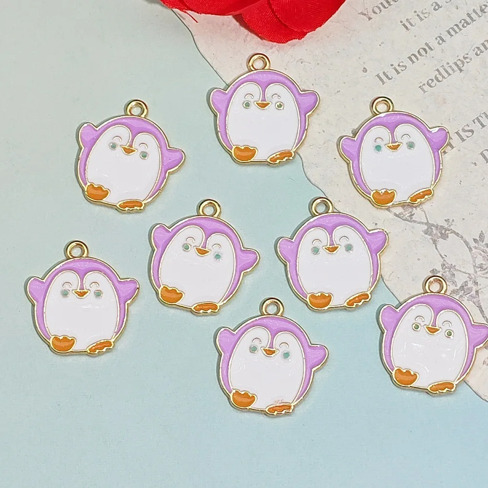 10pcs 18x20mm Cartoon Enamel Animal Penguin Charms Pendants for Jewelry Making Earrings Necklace DIY Handmade Crafts Accessories