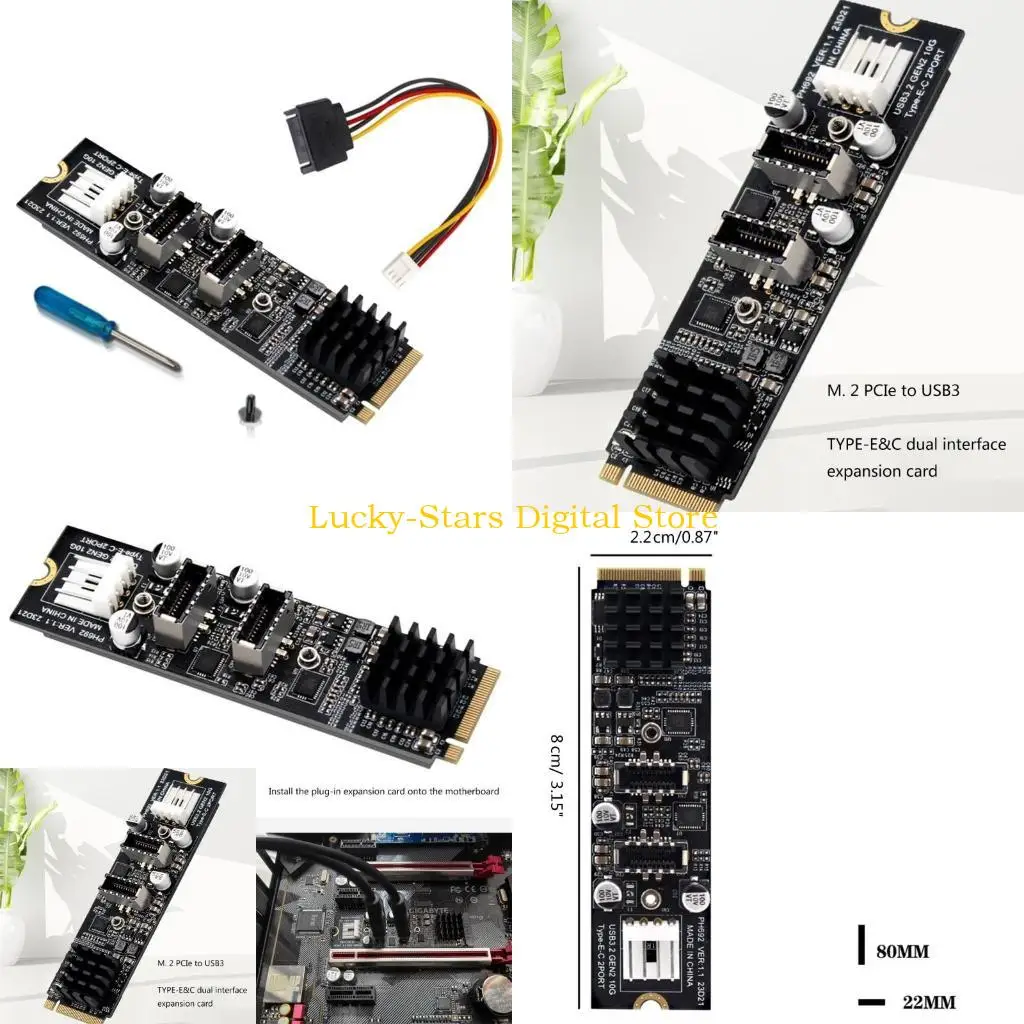 

T3EE 2 Port USB PCI-E Expansion Card PCI-Express NGFF M.2 NVME PCIe USB Adapter PCIe to USB Adapter for PC Desktop