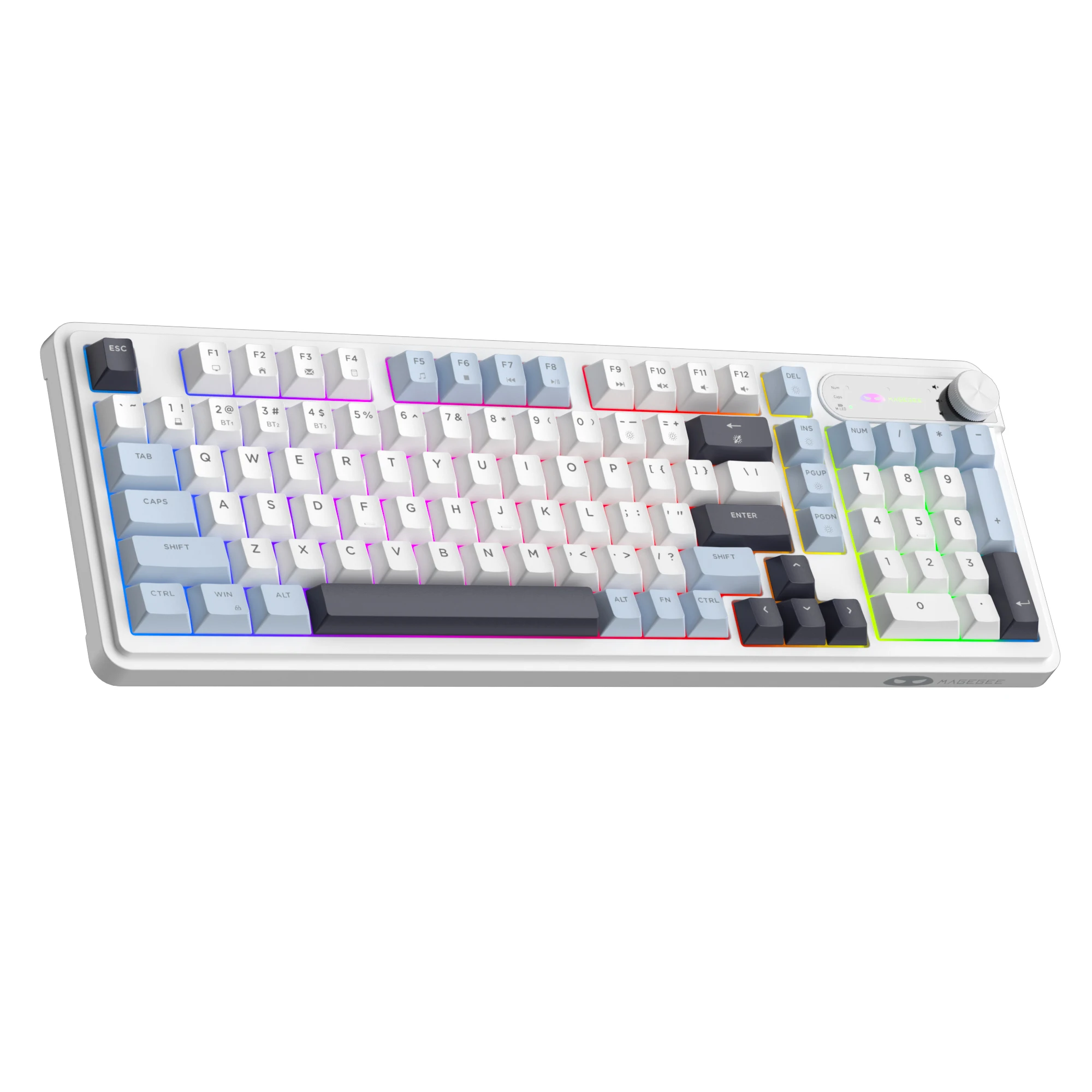 MageGee GK960 Wireless Gaming Keyboard, RGB Tri-Mode Wired/BT/2.4G Creamy Keyboard with Number Pad, 4000mAh,