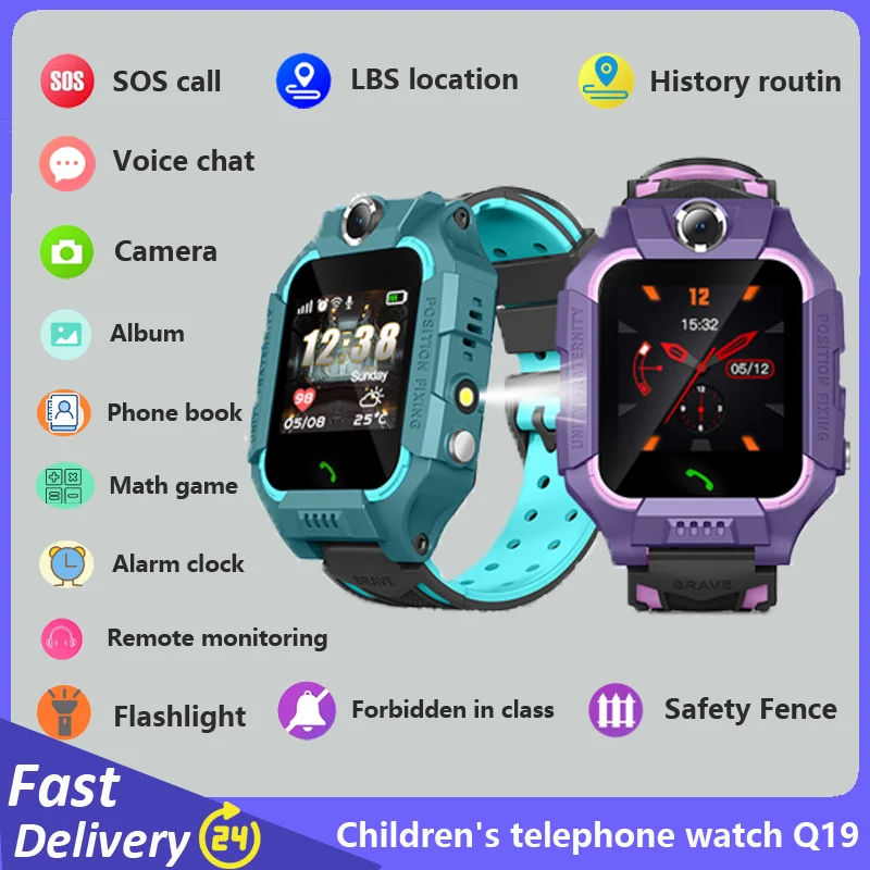 Q19 2g Kinder Smartwatch sos zurückrufen lbs Position mit Kamera Taschenlampe Telefonanruf Kinder uhr für Jungen Mädchen Geschenke