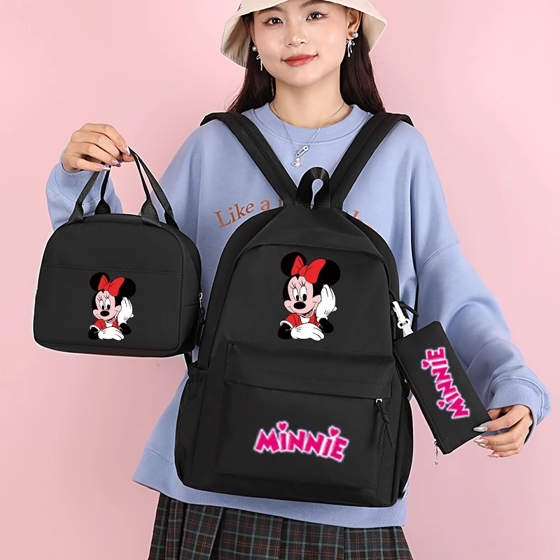 3Pcs/set Disney Mickey Mouse Cartoon Backpack with Lunch Bag for Boy Girl Back To School Schoolbag Student Comfortable Travel