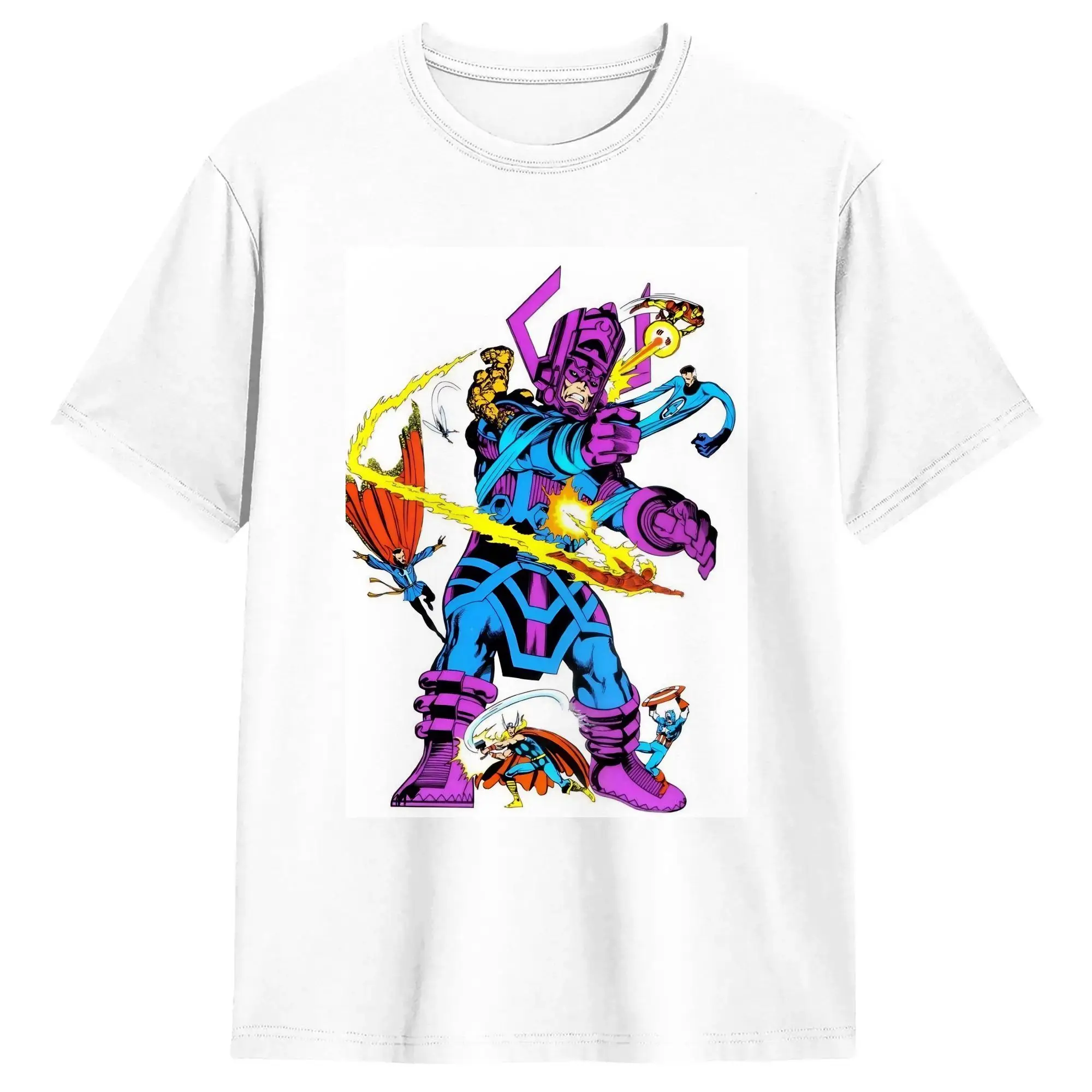 Vintage  Fantastics Fours T Shirt Men 100%Cotton Tops Shirts Retro  Crewneck Short Sleeve
