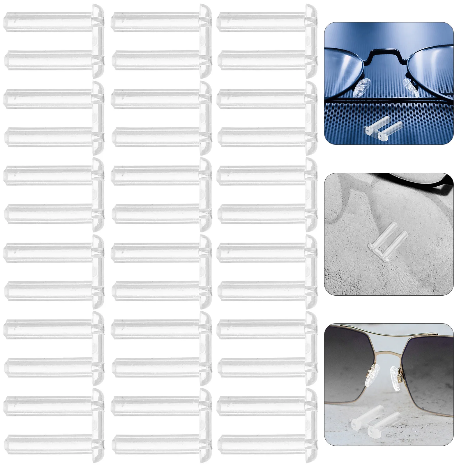 

200pcs Eyeglass Nose Pads Clear Plastic Compression Sleeves For Rimless Glasses Fixing Accessories Smooth Hard Bushings Durable
