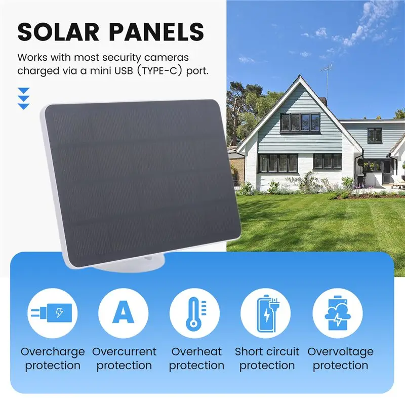 Waterproof Solar Panel For Home Security Camera Solar Cells Powered With Charging Cable-LICG