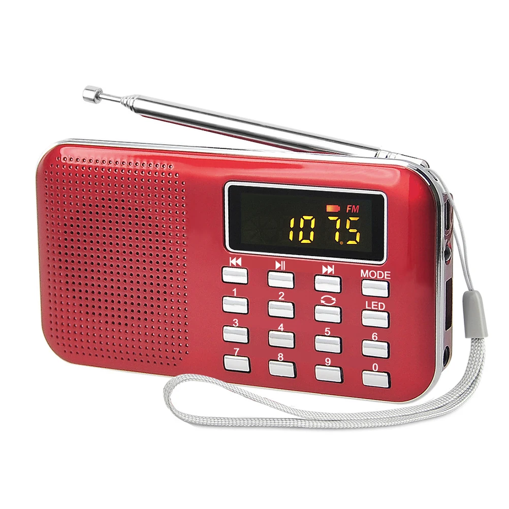 

Mini Speaker Music Player Card U Disk Multi Purpose Radio LED Flashlight Elderly English Edition Radio Speaker