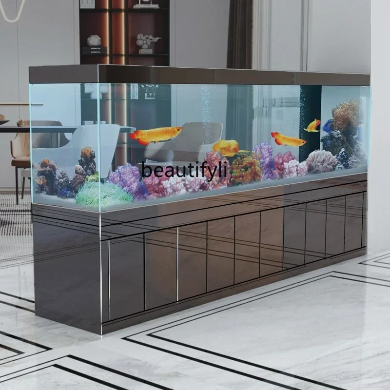 Living room new large 2 meters long professional arowana tank ultra-white glass bottom filter ecological fish tank