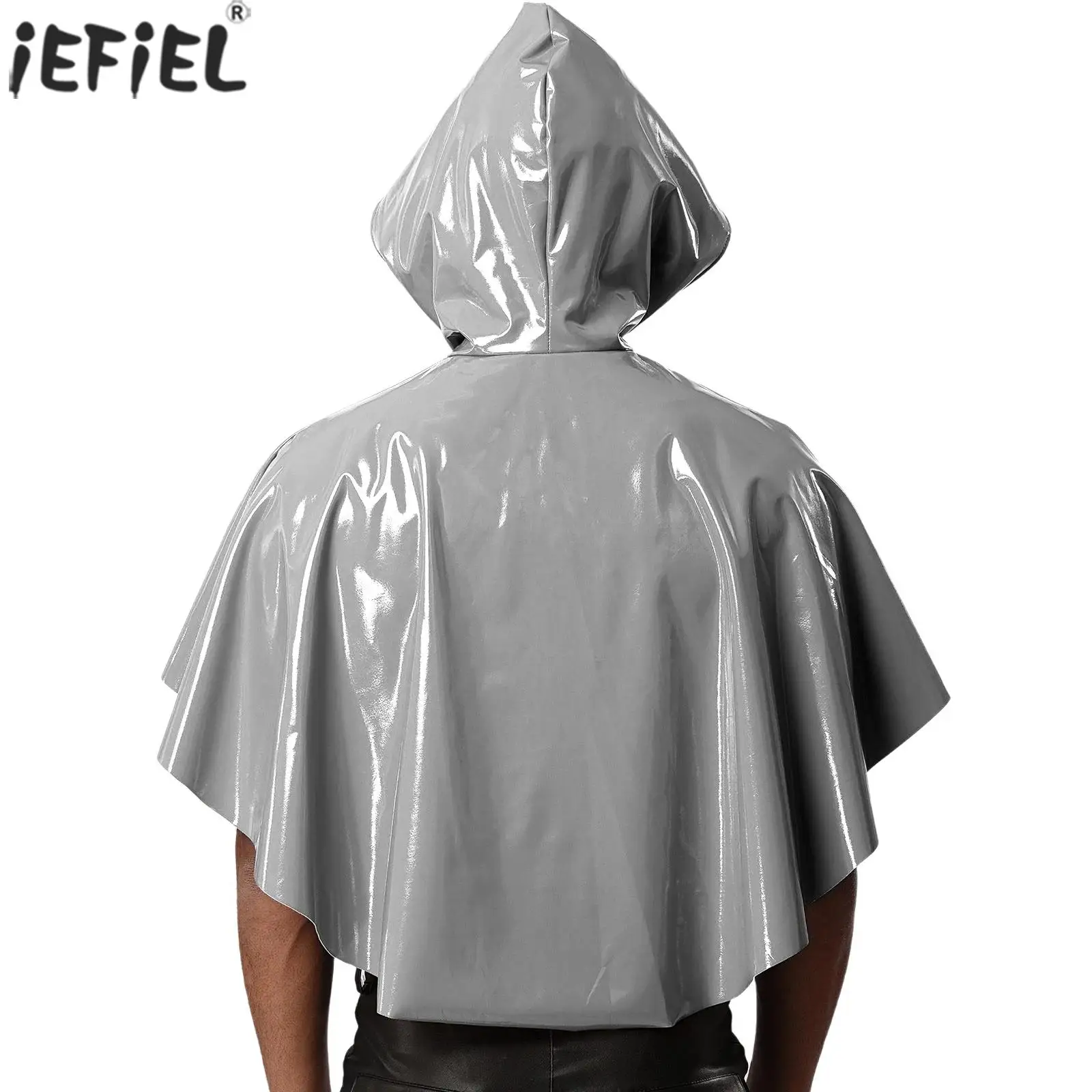 

Men Halloween Fashion Leather Hooded Cloak Cosplay Accessory Cape Bolero Cloaks for Masquerade Carnival Party Role Play Cloaks