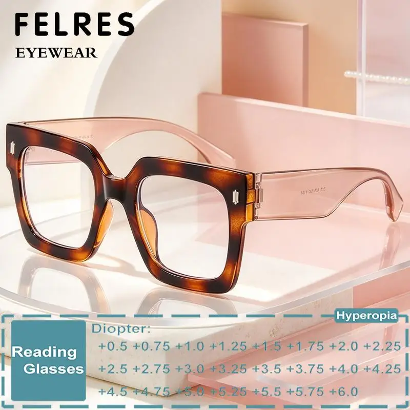 Modedesigner übergroße quadratische Lesebrille Frauen Männer Persönlichkeit elegante Brille Anti Blaulicht Presbyopie Brille