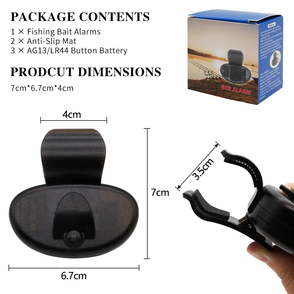New Fishing Bite Alarm Electronic LED Light Bite Sound Alarm Set Buzzer Alert Bell Clip On Fishing Rod Indicator With Battery