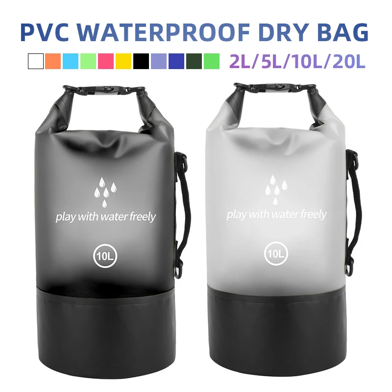 PVC Waterproof Dry Bag,2L/5L/10L/20L Lightweight Dry Storage Bag for Travel,Swimming,Boating,Kayaking,Fishing,Camping and Beach