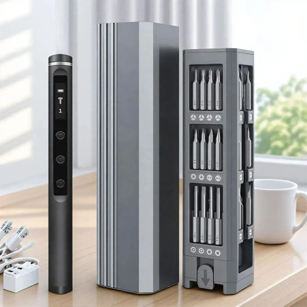 

49 in 1 Precision Electric Screwdriver Set W/ 42 Magnetic Bits, 5 Torque Settings, Mini Power Tool for IPhone, Camera, PC Repair