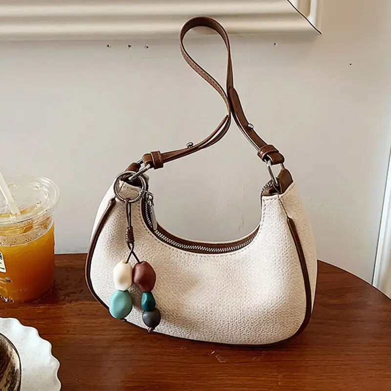 Retro Leisure Women's Handbag Pure Felt Fashion Underarm Bag Senior Design Women Shoulder Bag Designer Solid Color Dumplings Bag