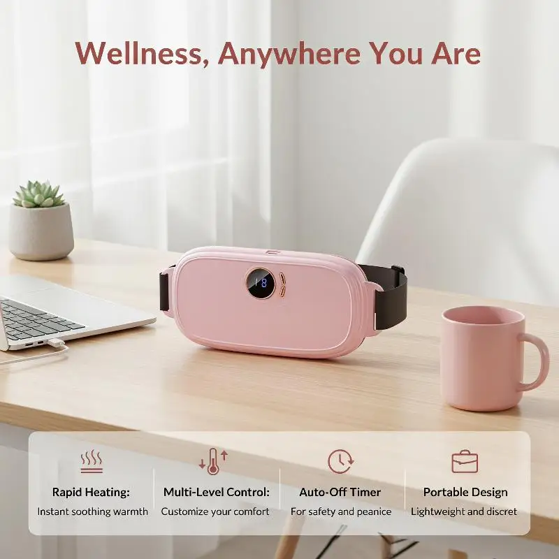 Electric Waist Massage Period Cramp Massager Vibrating Heating Pad Belt For Menstrual Waist Stomach Abdominal Warm Belt