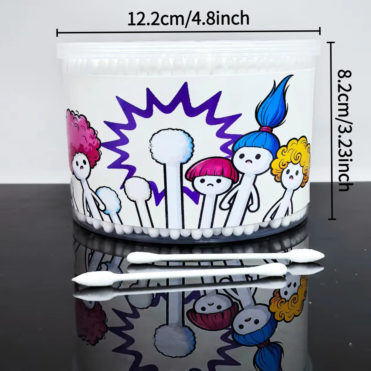 500 قطعة من مسحات القطن برأسين للبالغين في عبوات أسطوانية، رؤوس مدببة ومستديرة، مسحات قطنية هدية بنمط إبداعي #5