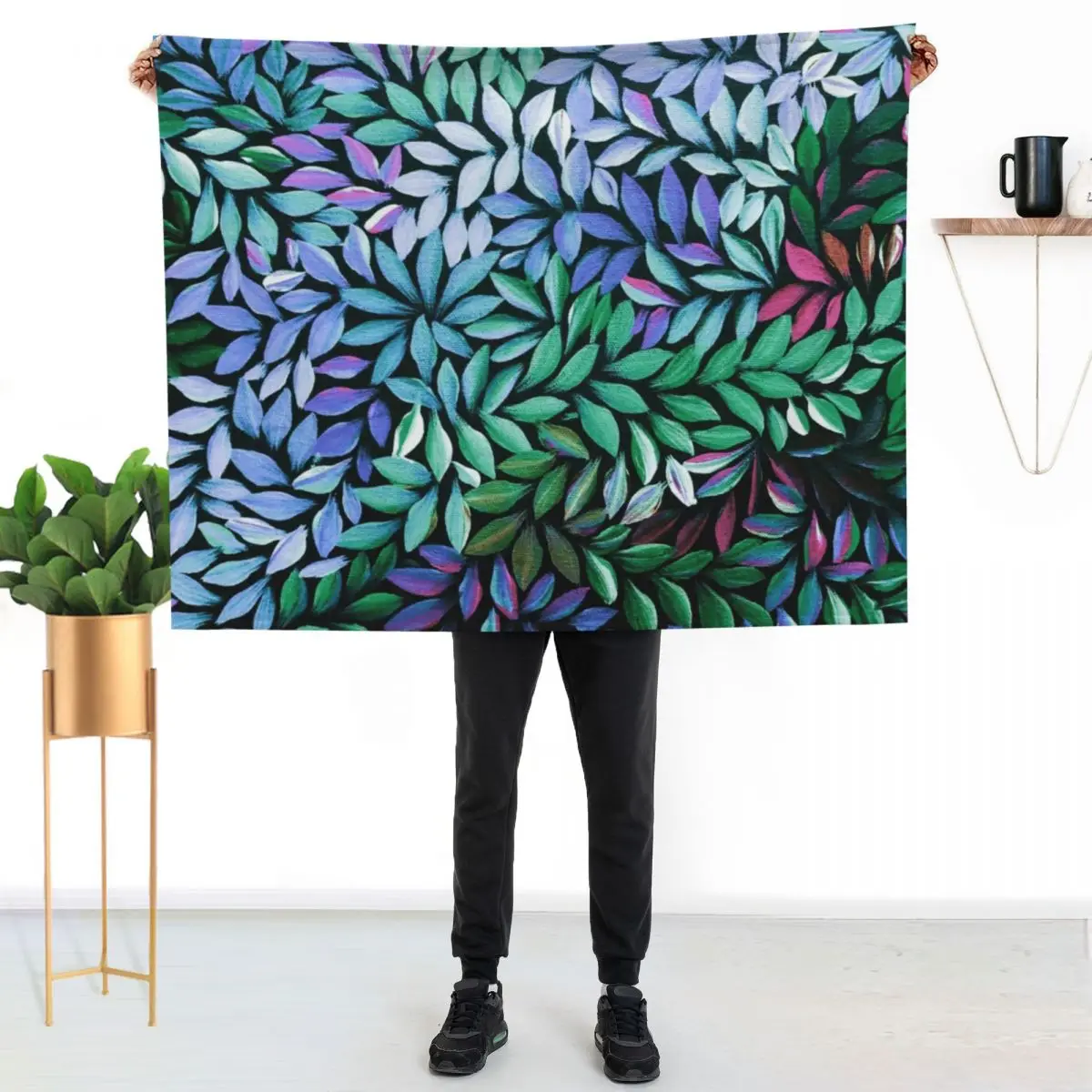 Australian Aboriginal Art Medical Leaves Pink Purple Turquoise Throw Blanket Weighted Tourist Travel Plaid on the sofa Blankets