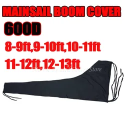 Waterproof Mainsail Boom Cover, 600D Sailboat Mainsail Cover UV Protection Weather-Resistant, Boom Length 8'-13' 10'-11' Black