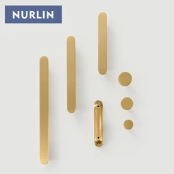 Nurlin Brass Circular Handles At Both Ends Kitchen Cabinet Doors Drawers Wardrobe Pulls Paired With Round Plain Knobs