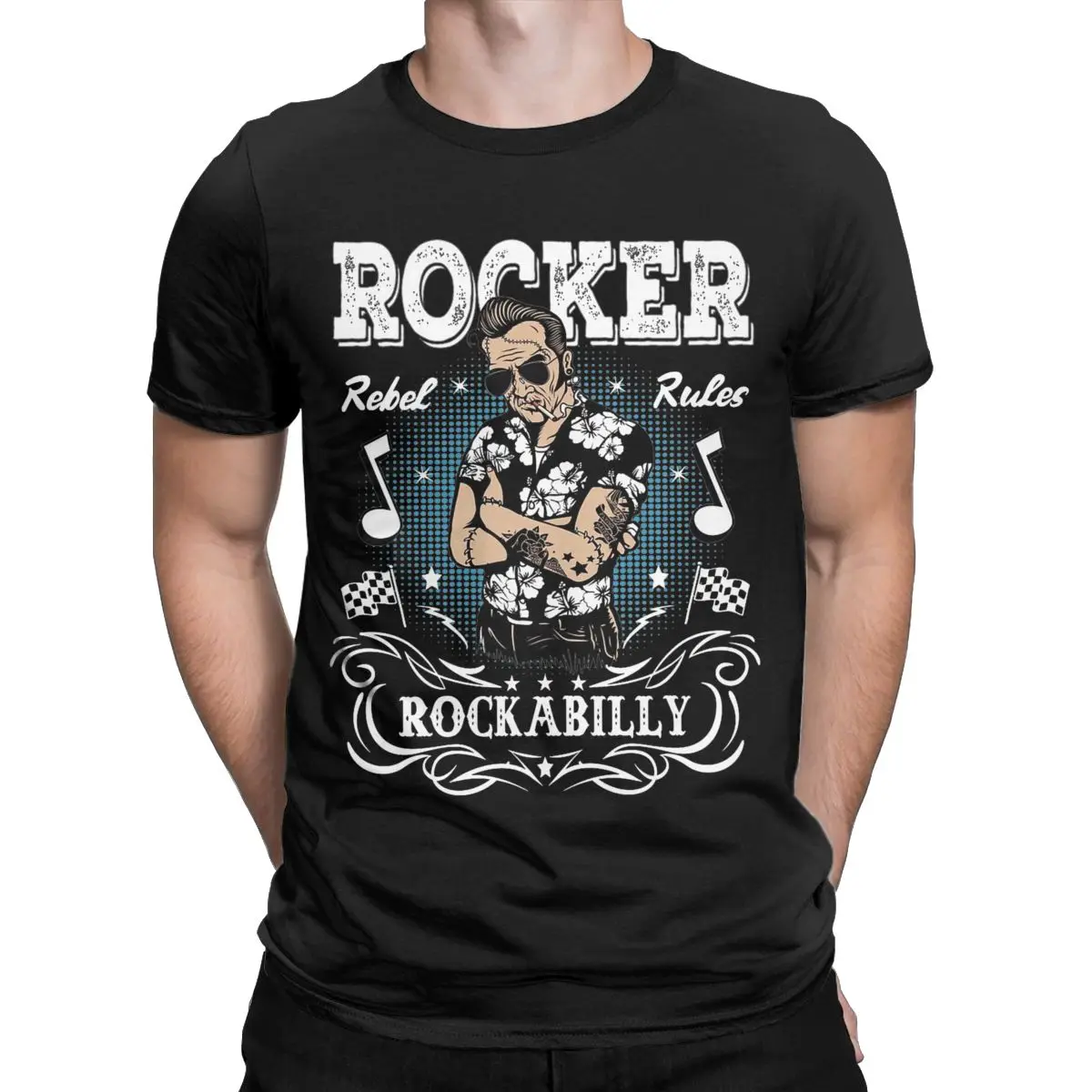 Vintage Men Rockabilly Style Vintage Rockers Retro Bikers Shirt Merch Rock and Roll Motor Pure Cotton Tops T-shirt Tee Shirt