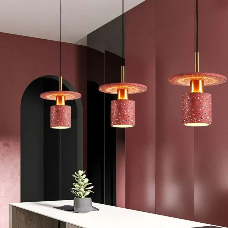 

Modern New Brick Red Creative Stone Pendant Light Suitable for Tea Rooms Cafes Shops Pendant Lights Simple Interior Decoration