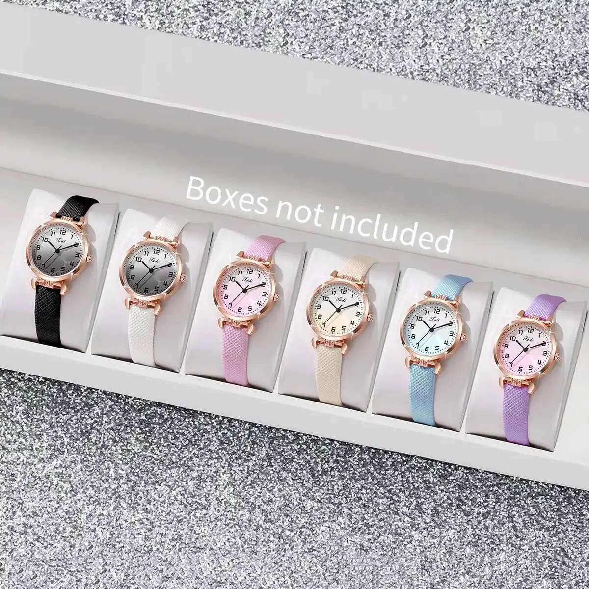 2/3/4/5/6PCS Fashion Women Multicolor Watches Set Simple Small Dial Leather Strap Quartz Watch For Ladies Clock（Without Box）