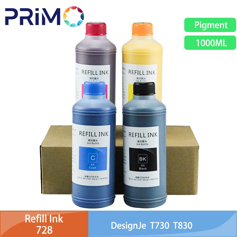 728 728XL 1000ml Pigment Dye Refill Ink Compatible for HP728 for HP Designjet T730 T830 Printer