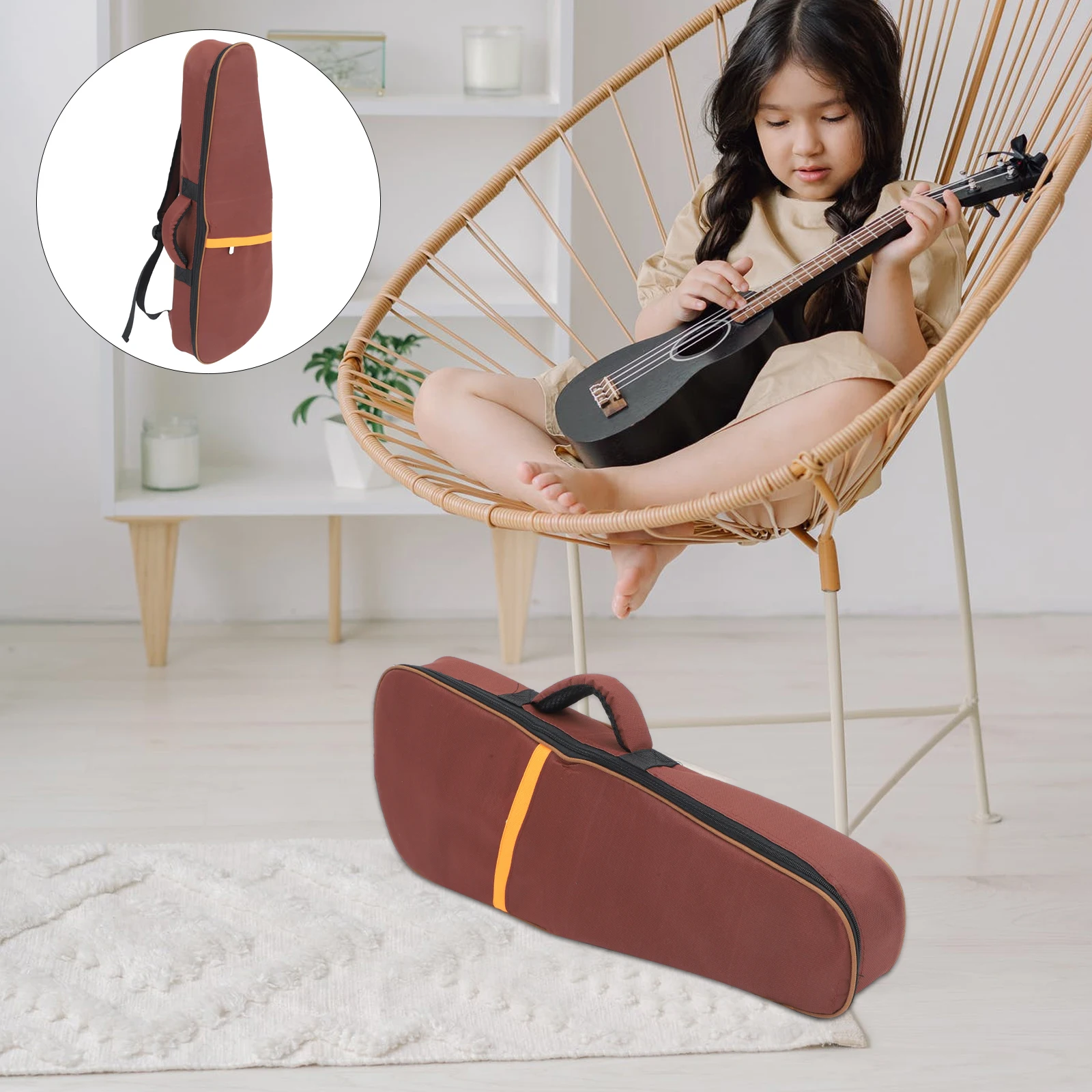 

Ukulele Bag Storage Case Protective Musical Instrument Portable Bags Carry Brown Padded